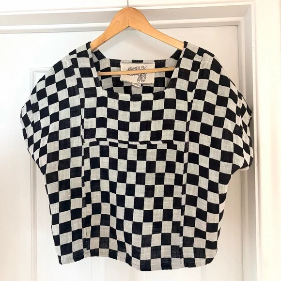 Ace & Jig Prudence Hotwheel Size M Black and White Checkered Blouse - Picture 2 of 4
